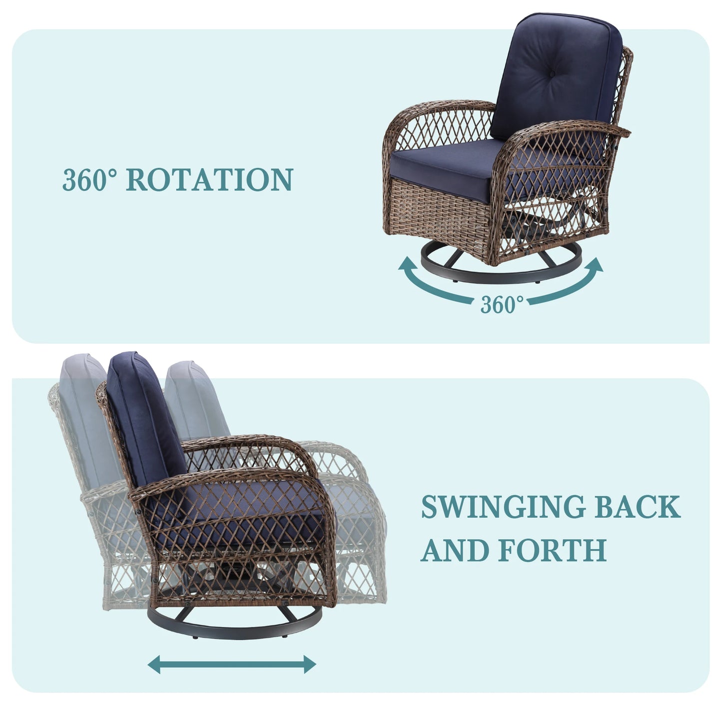 Hoomic 3 Piece Patio Furniture Set with Padded Cushions
