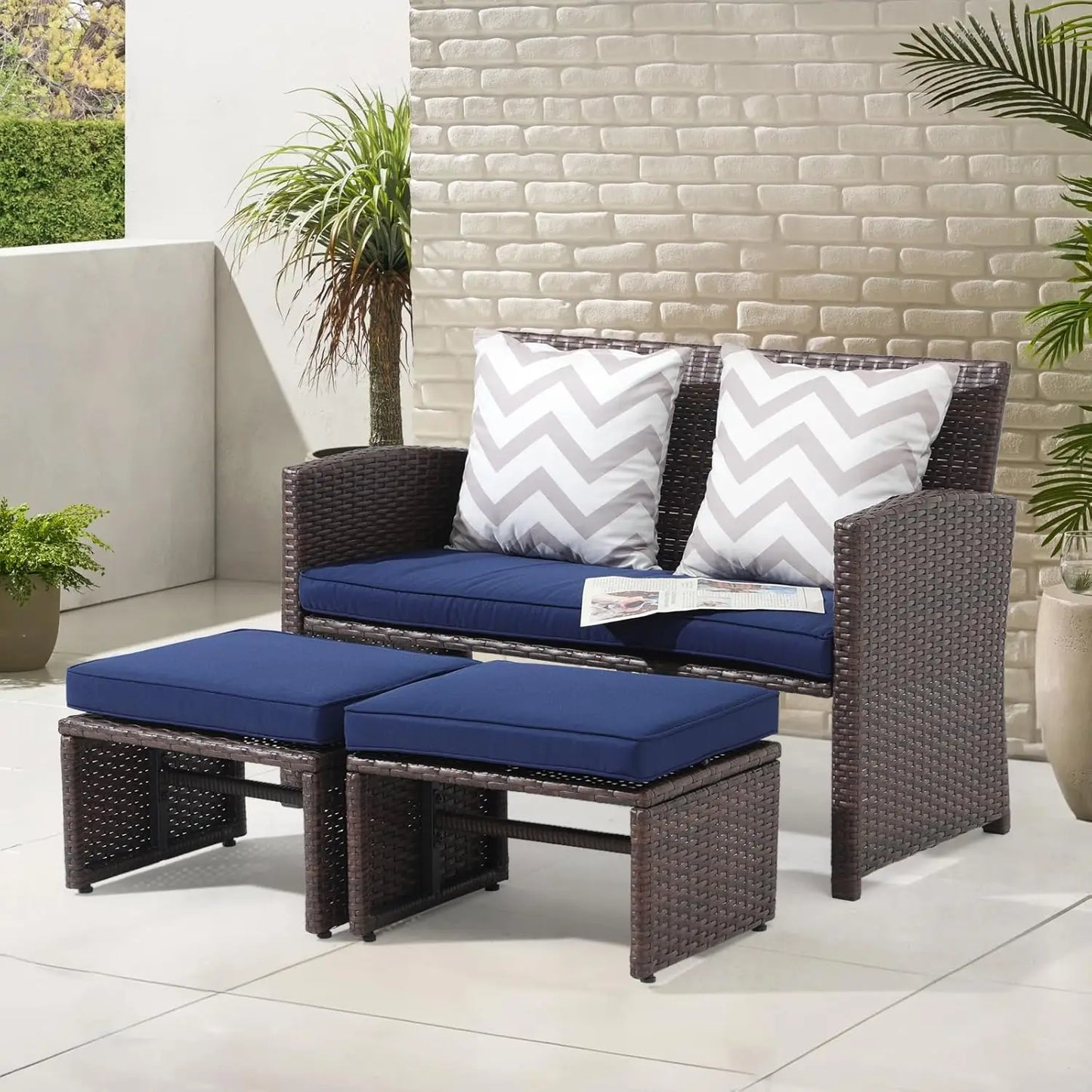 All-Weather Wicker Outdoor Patio Set With Loveseat
