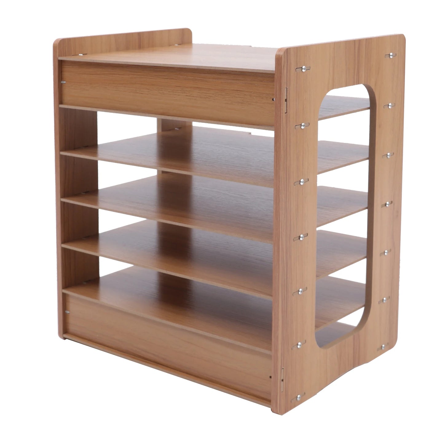 Wooden Office Paper Organizer 7 Tier Compact Storage Rack