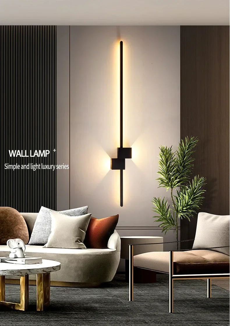 Architectural Contemporary Minimalist LED Wall Fixture With Brushed Brass Finishes