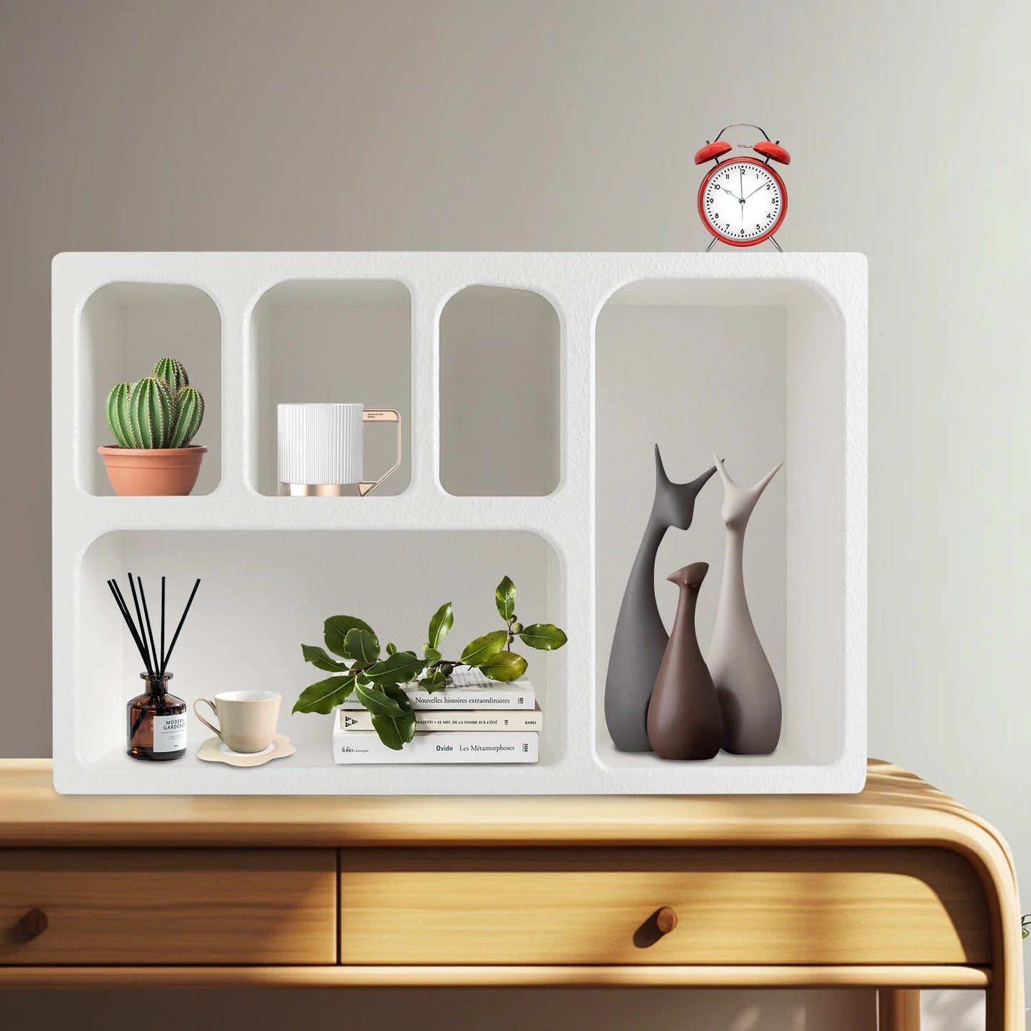 Modern White Wall Cabinet Space Saving Storage Organizer