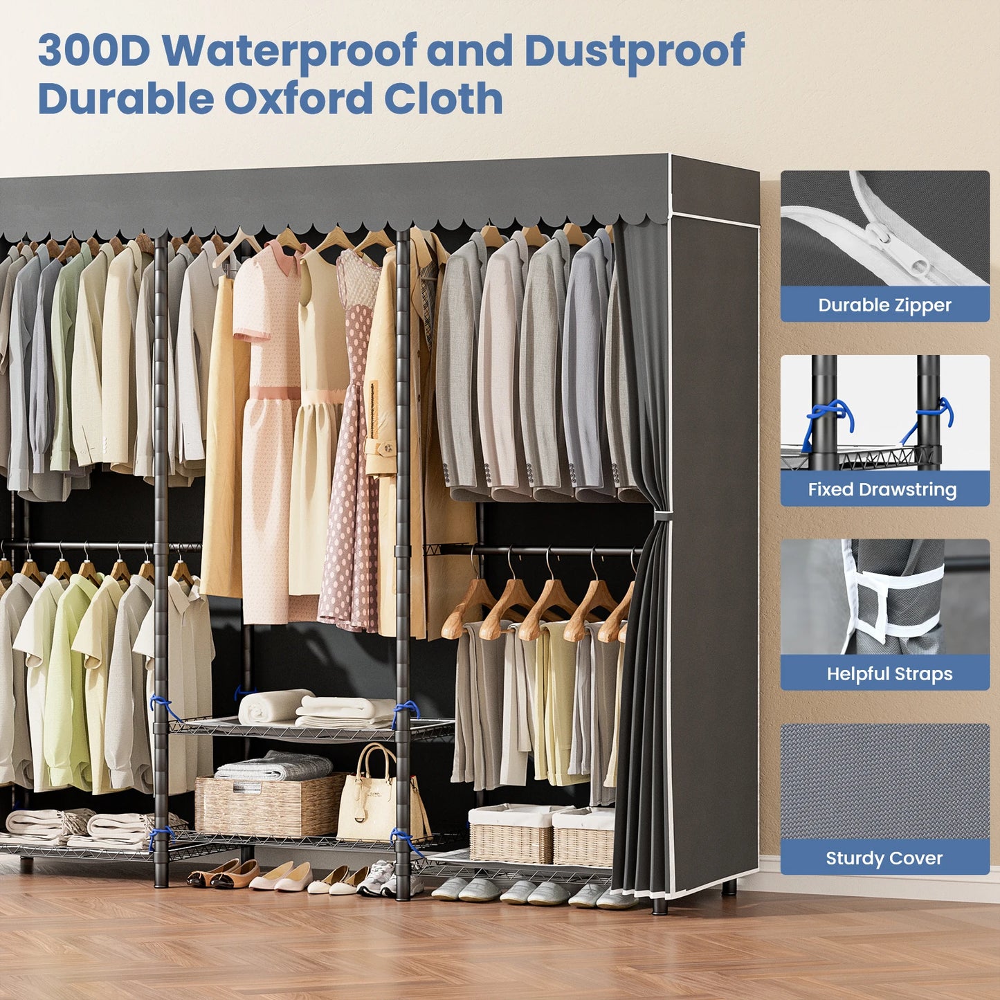 Heavy Duty Freestanding Clothes Rack Organizer For Wardrobe