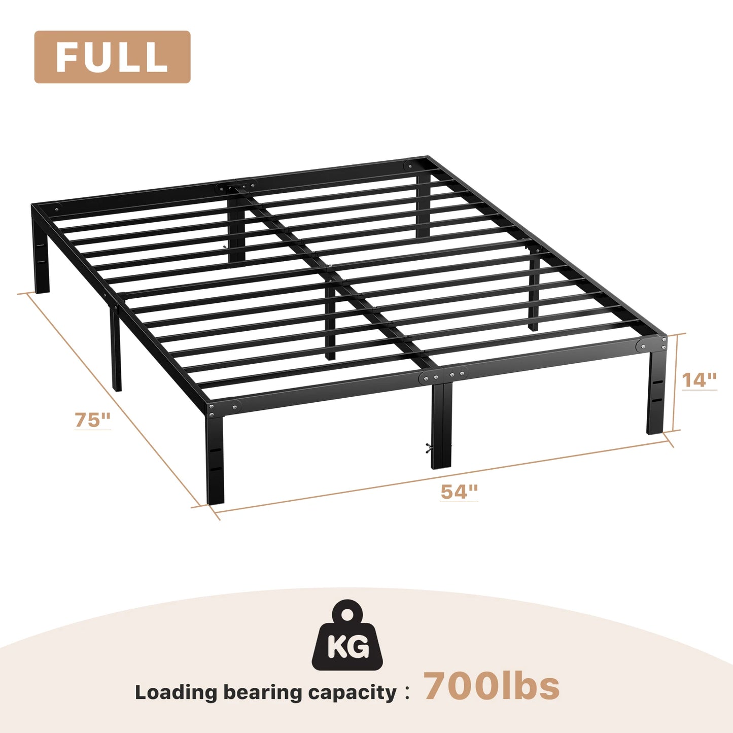 SturdyIndustrialGrade Metal Platform Bed Frame ReinforcedSlat TwinFullQueenKing NoToolsNeeded EasyAssembly WobbleFree