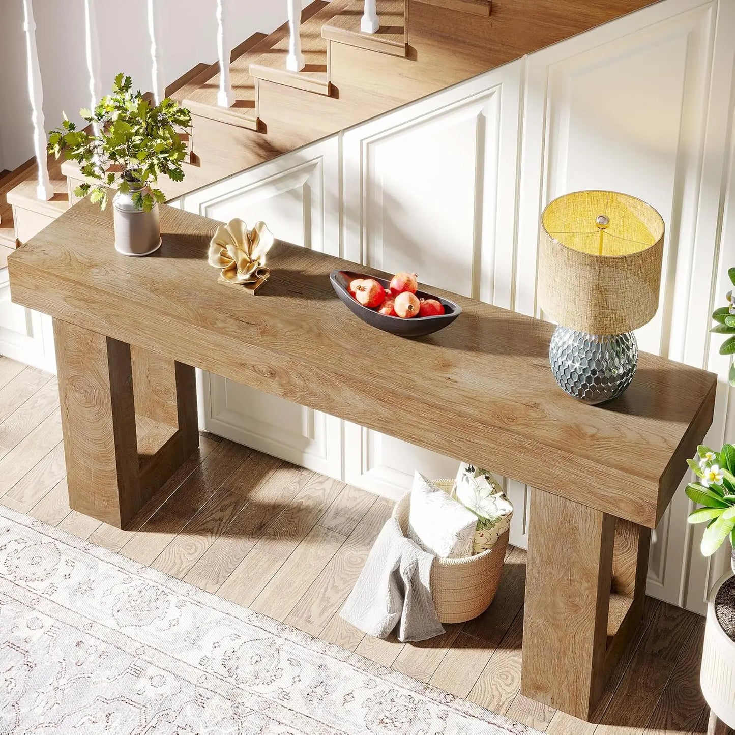 Farmhouse Console Table 63 Inch Narrow Space Saver Slim