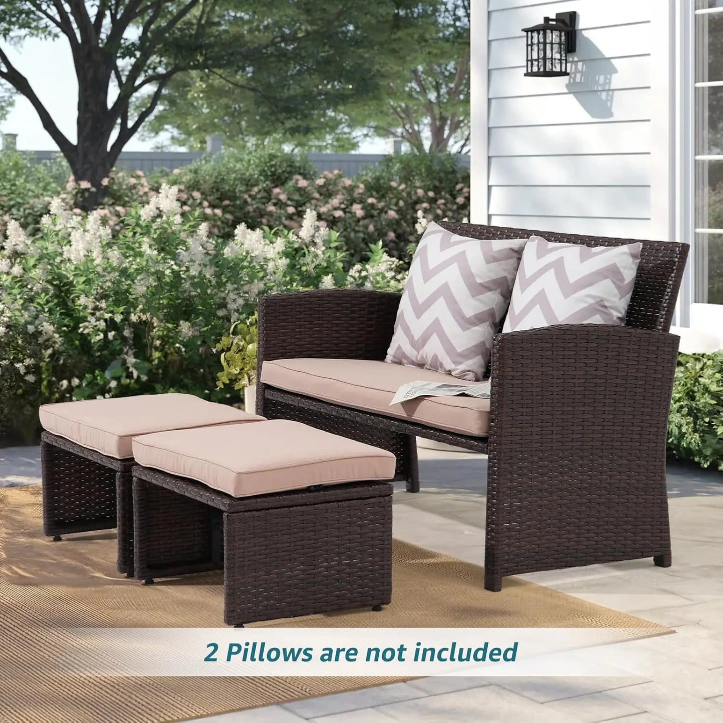All-Weather Wicker Outdoor Patio Set With Loveseat