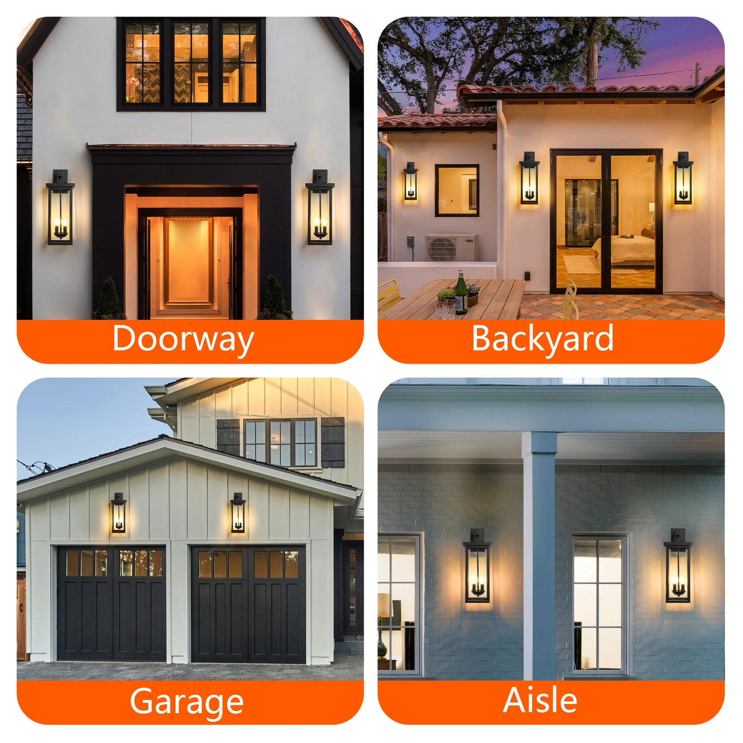 22 Inch Outdoor Wall Lantern With Dusk To Dawn Sensor