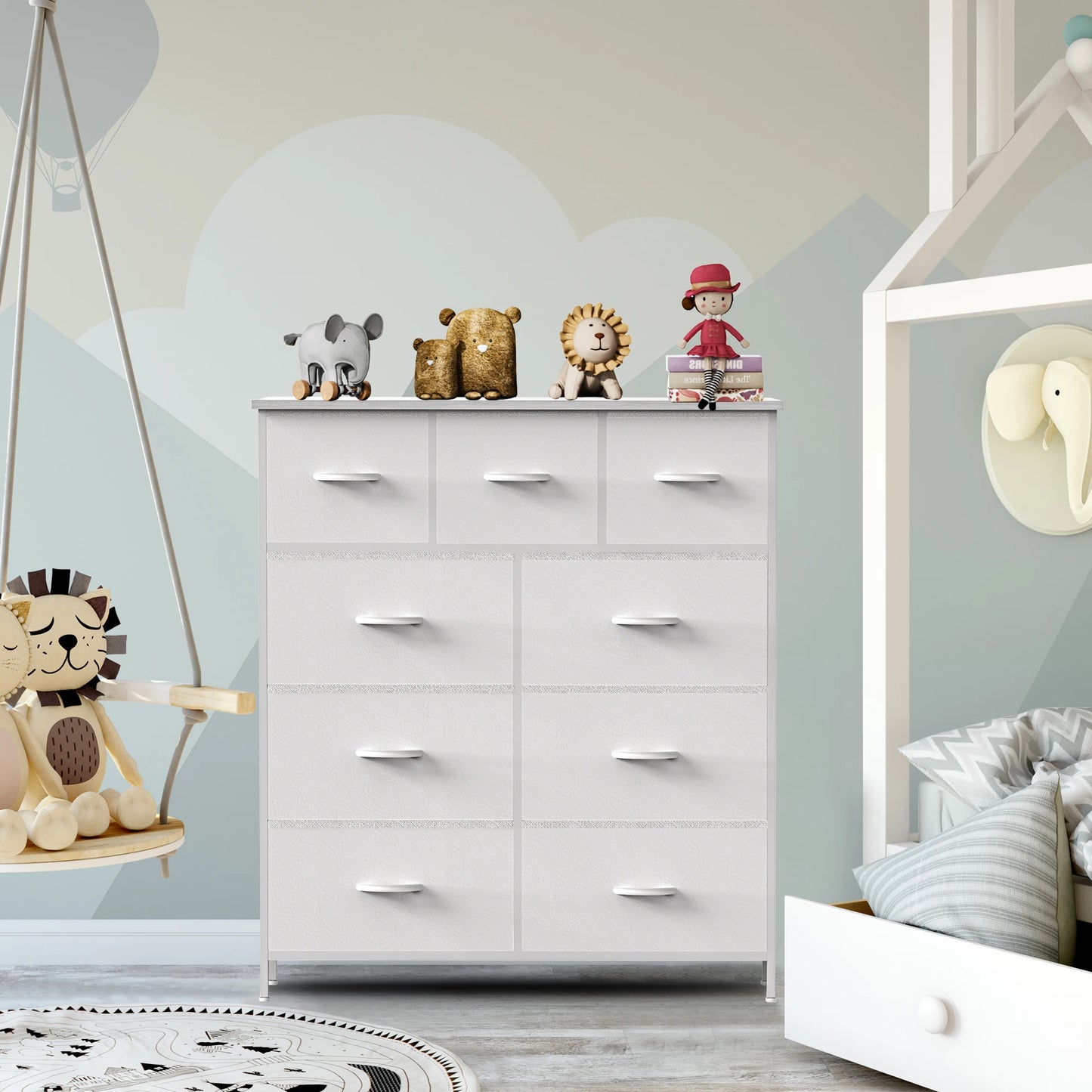 JHK Fabric Storage Dresser With 9 Drawers For Bedroom