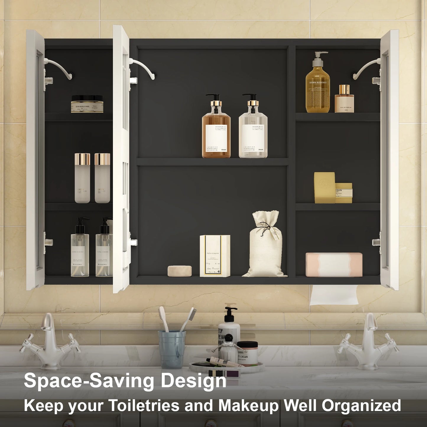 led mirror bathroom Large LED Lighted Medicine Cabinet w/ Mirror 2 Doors Medicine Cabinet Bathroom