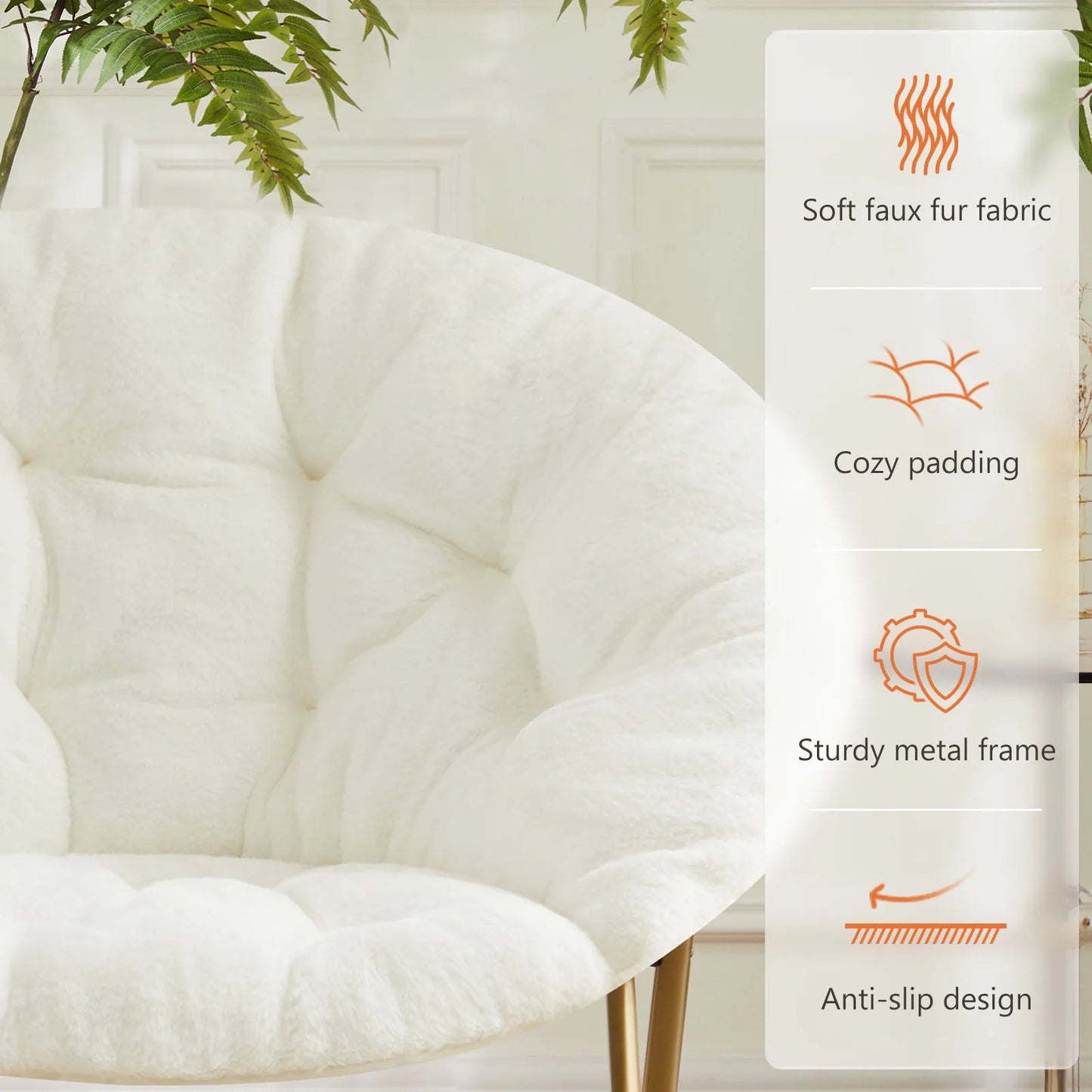 Cozy Foldable Faux Fur Saucer Chair For Living Room Comfort