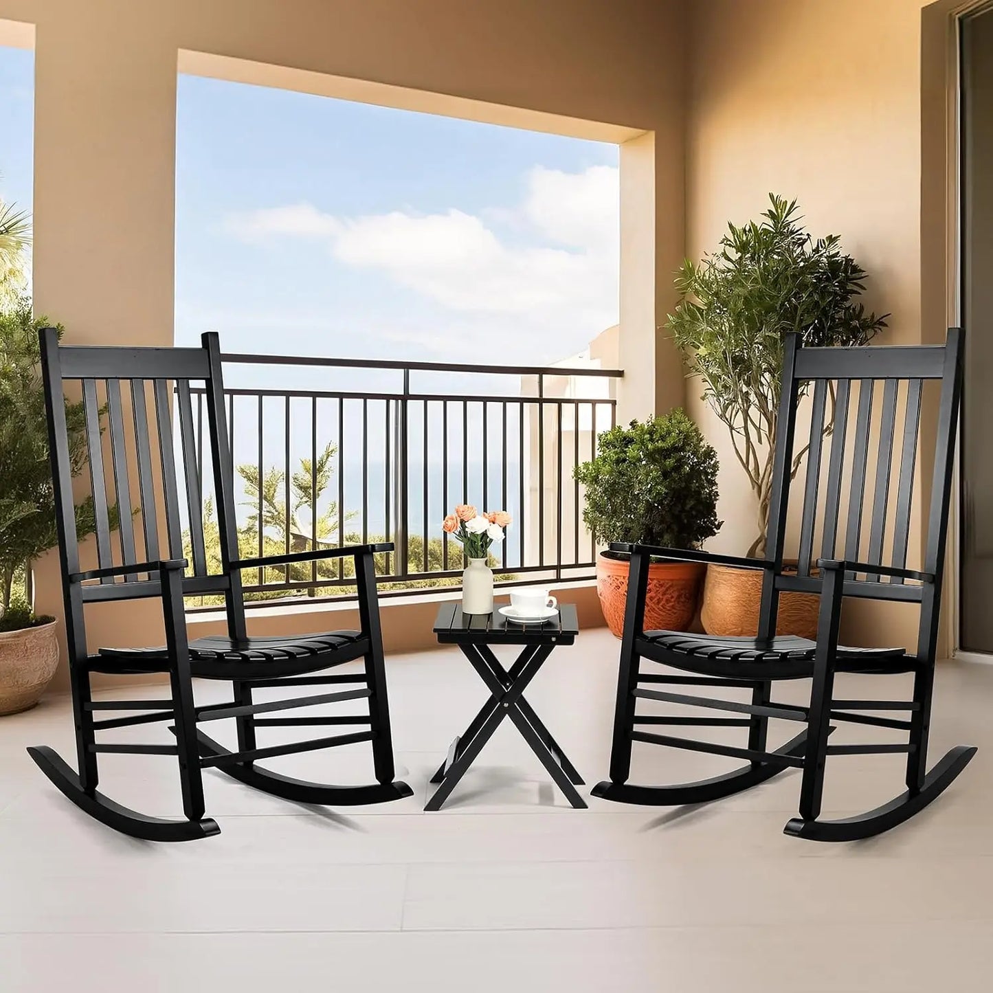 Patio Rocking Chair Set With Two Rockers Outdoor Table