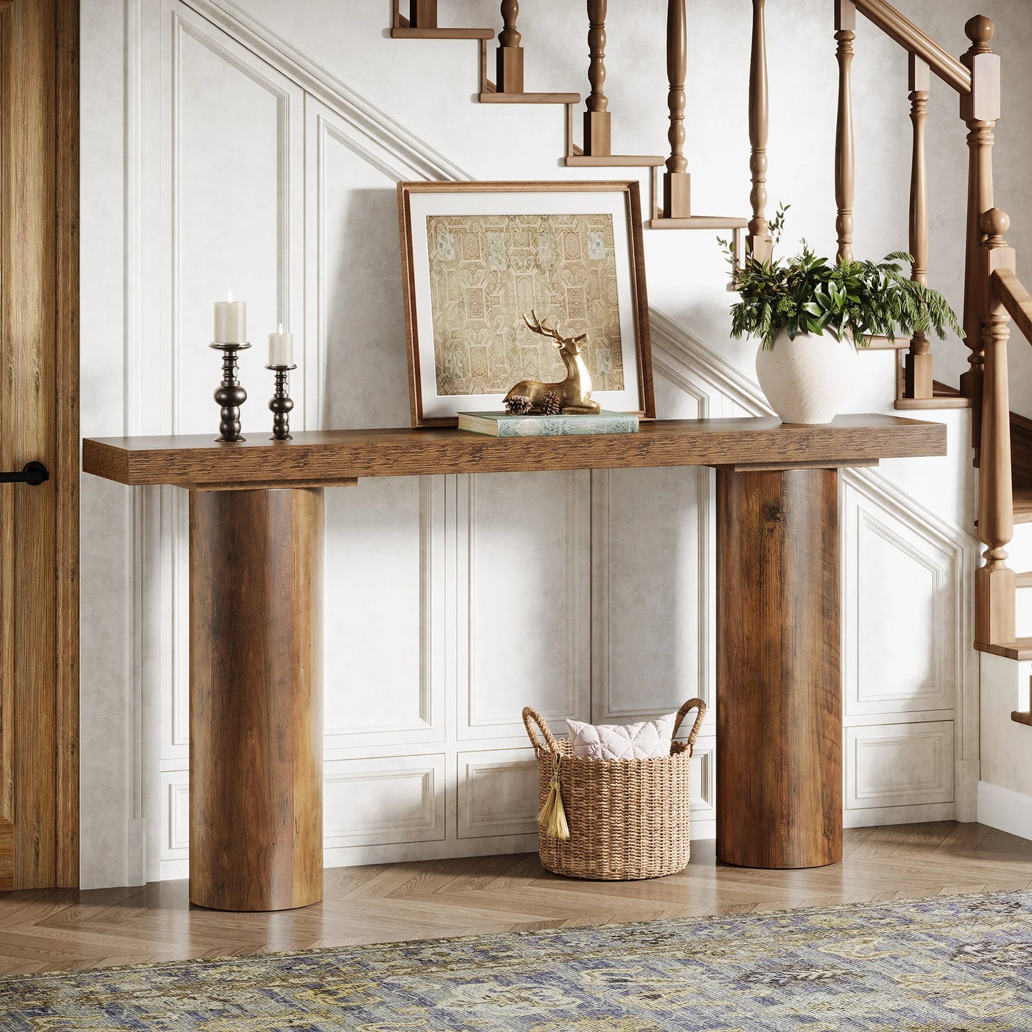 Tribesigns 63" Farmhouse Entryway Console Table, Narrow Long Sofa Table Behind Couch for Living Room, Hallway, Entrance, Foyer