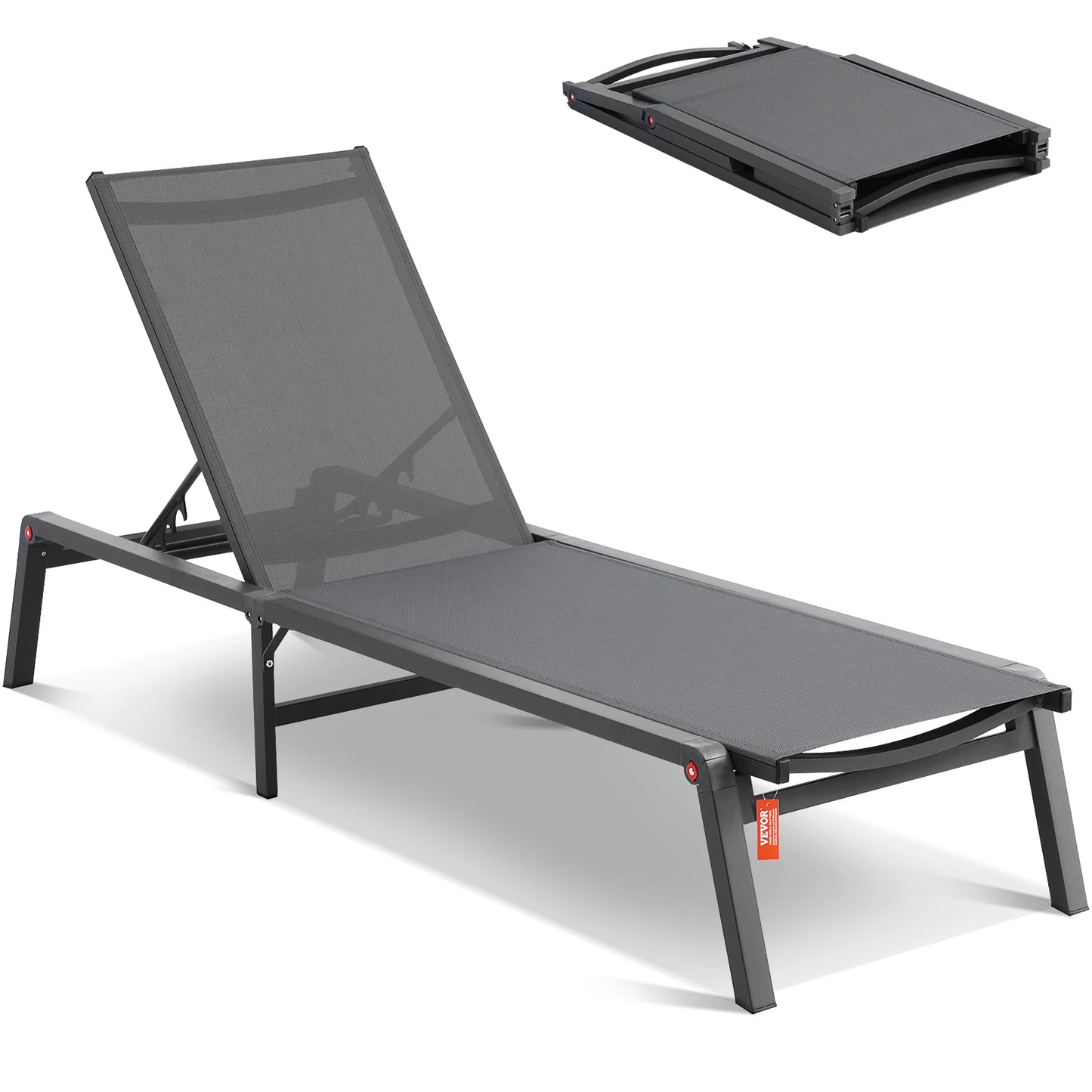 Outdoor Aluminum Chaise Lounge Chair Folding Pool Recliner