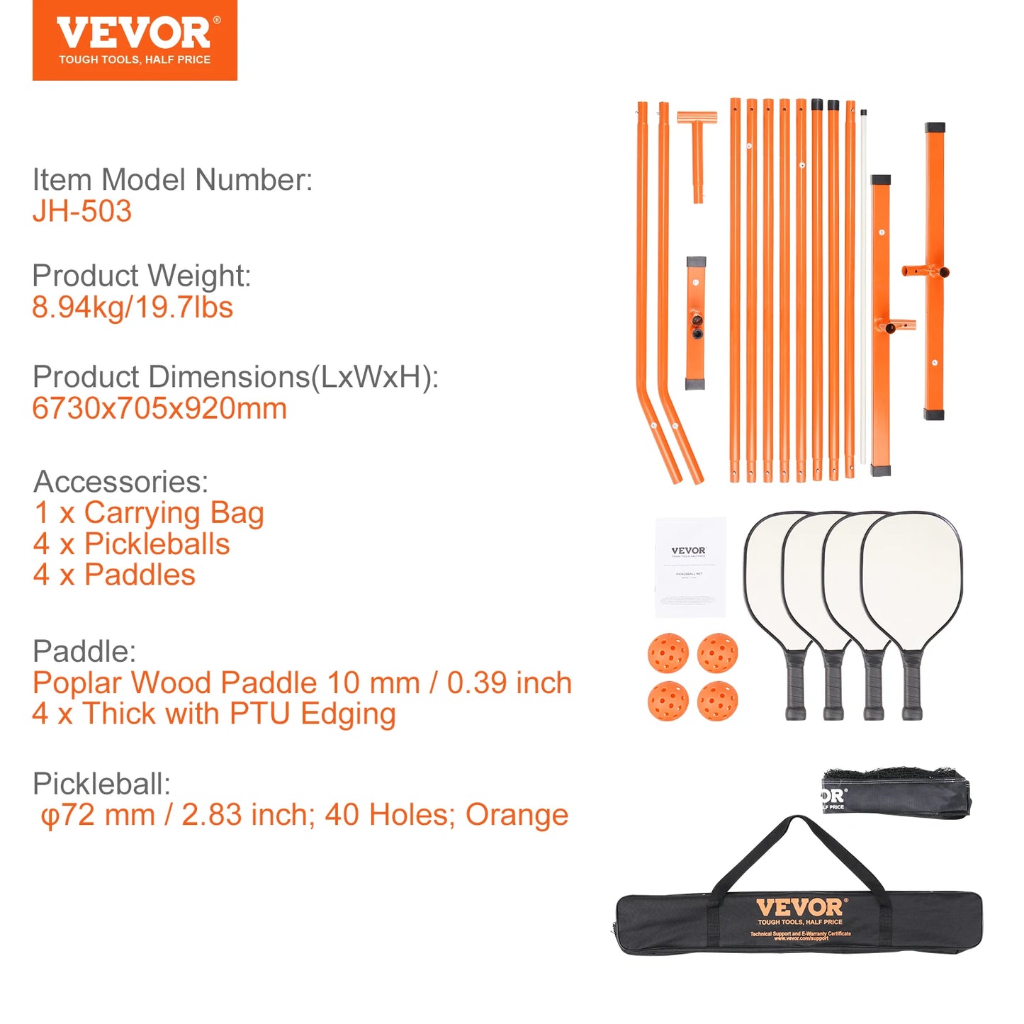 Portable Pickleball Net System 22Ft Full Court Pro Plus