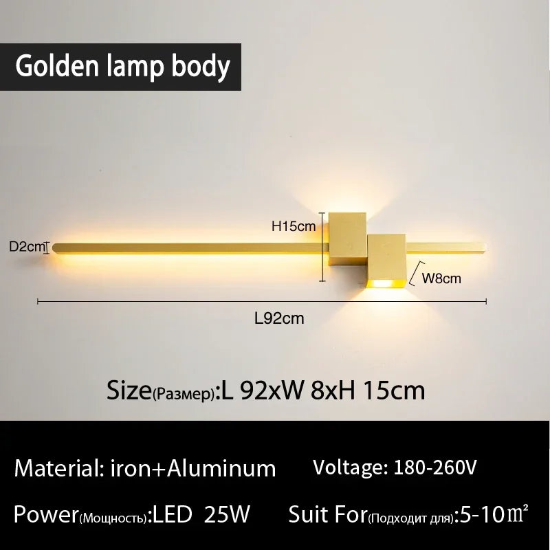 Architectural Contemporary Minimalist LED Wall Fixture With Brushed Brass Finishes