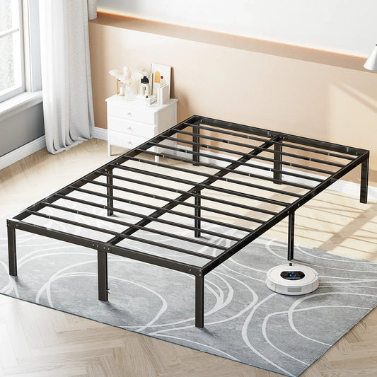 SturdyIndustrialGrade Metal Platform Bed Frame ReinforcedSlat TwinFullQueenKing NoToolsNeeded EasyAssembly WobbleFree