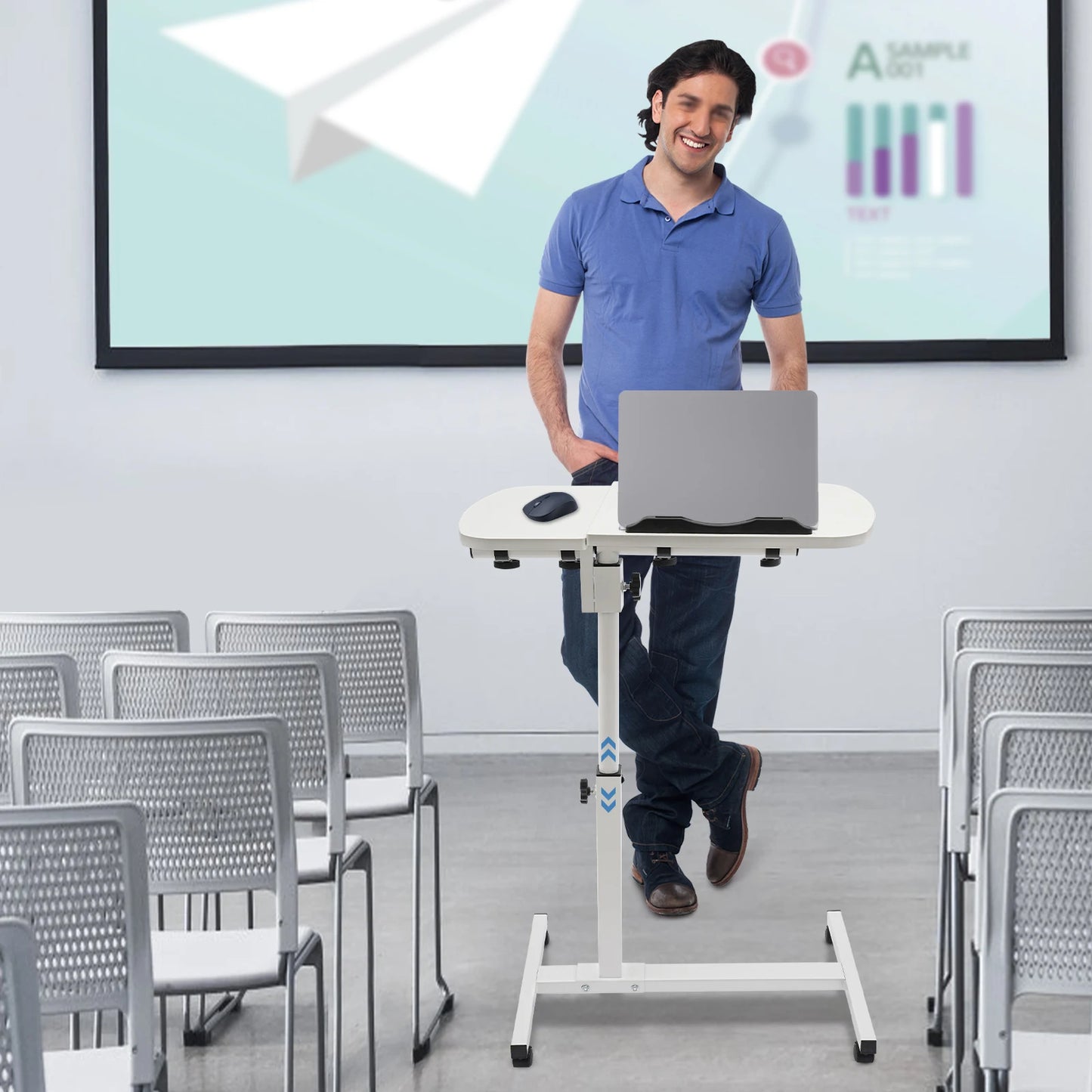 Adjustable Laptop Desk Tiltable 360 Tilt Rolling Home Office