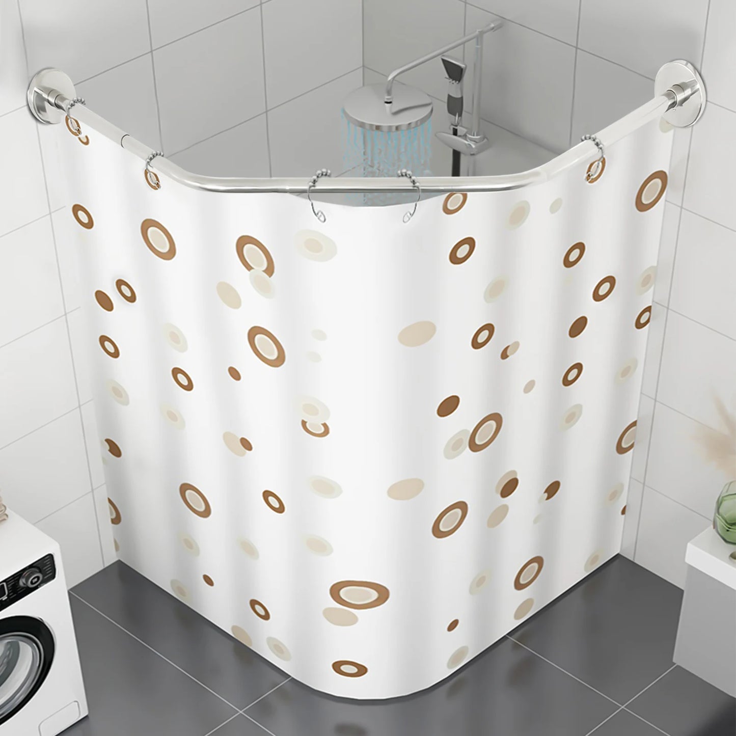 Shower Curtain Rod Stretchable Wall Mount Waterproof 75CM