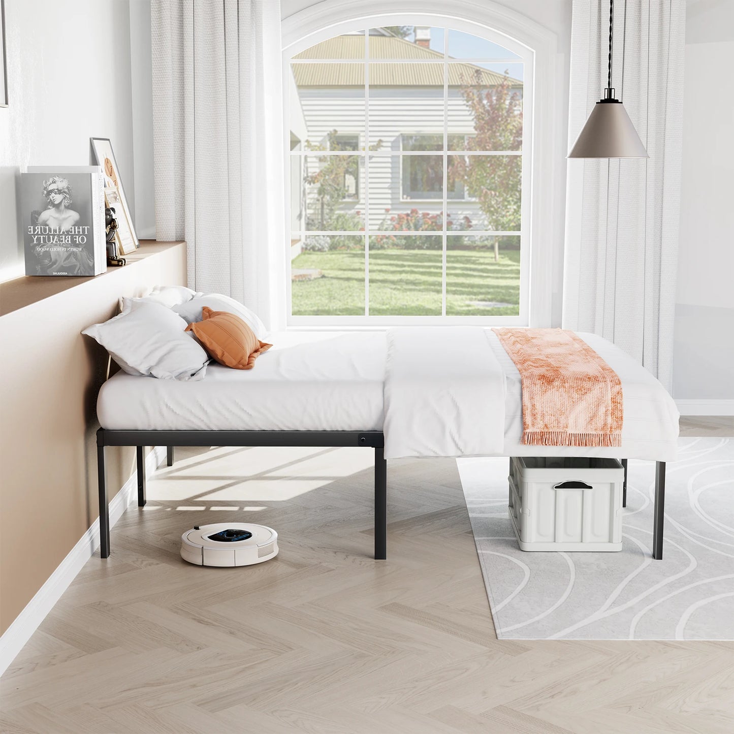 SturdyIndustrialGrade Metal Platform Bed Frame ReinforcedSlat TwinFullQueenKing NoToolsNeeded EasyAssembly WobbleFree