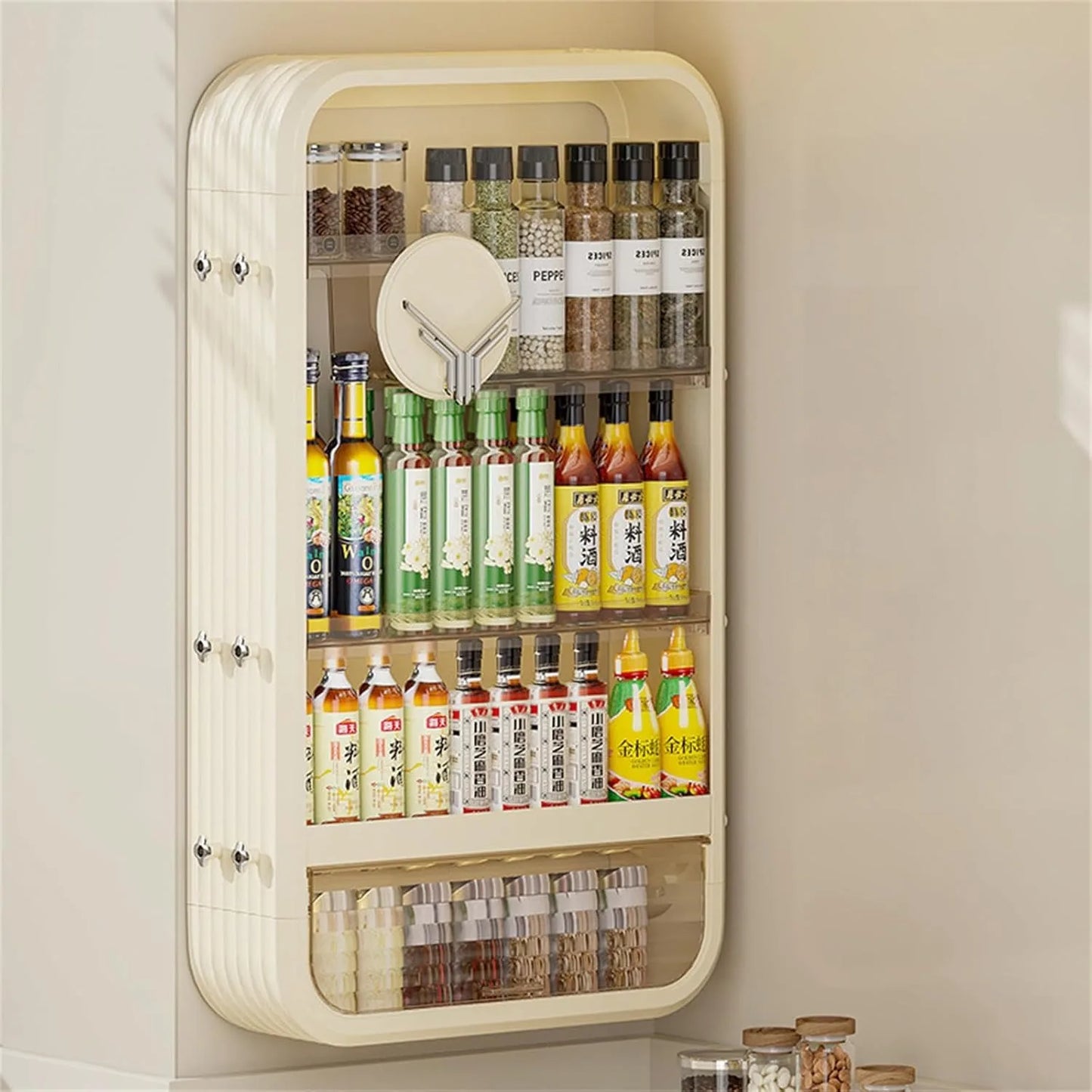 Wall Mount Makeup Organizer With Four Tiers No Drilling