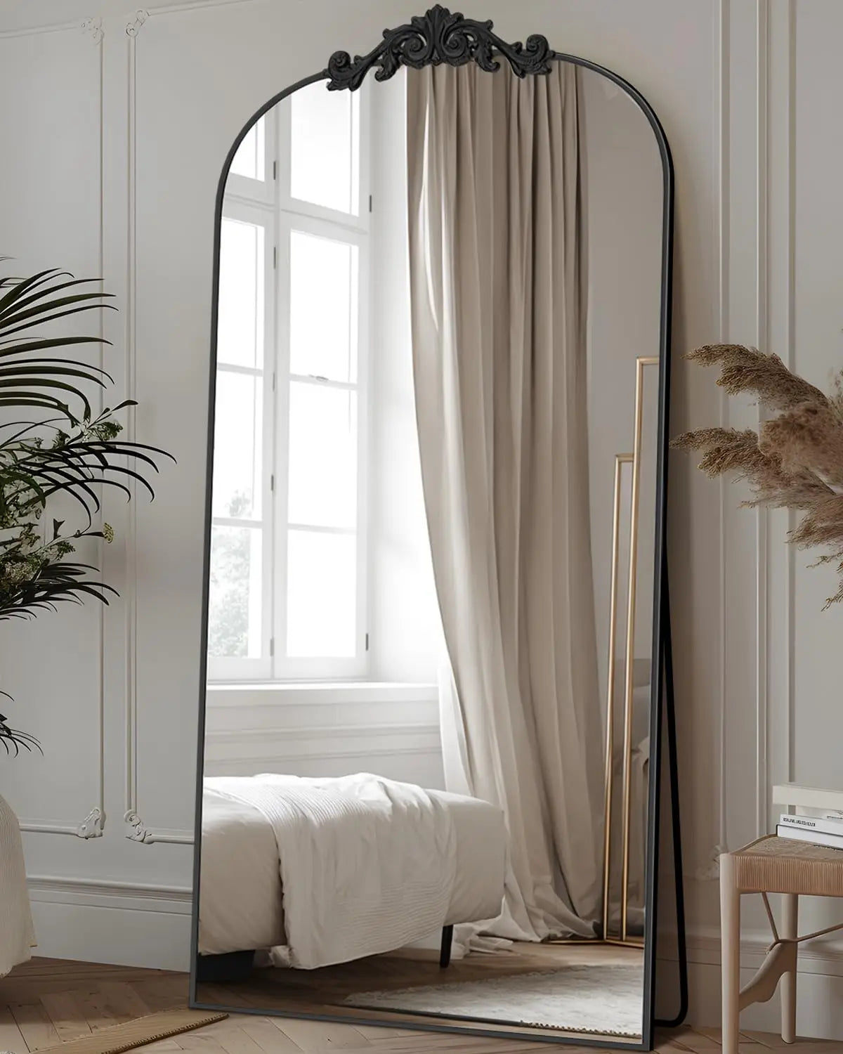 Antok Full Length Floor Mirror With Carved Standing Frame