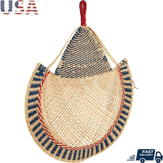 Hand Woven Seagrass Fan Wall Hanging Boho Coastal Decor