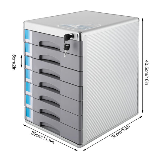 Lockable Aluminum Alloy Filing Cabinet 7 Drawer For Home Office