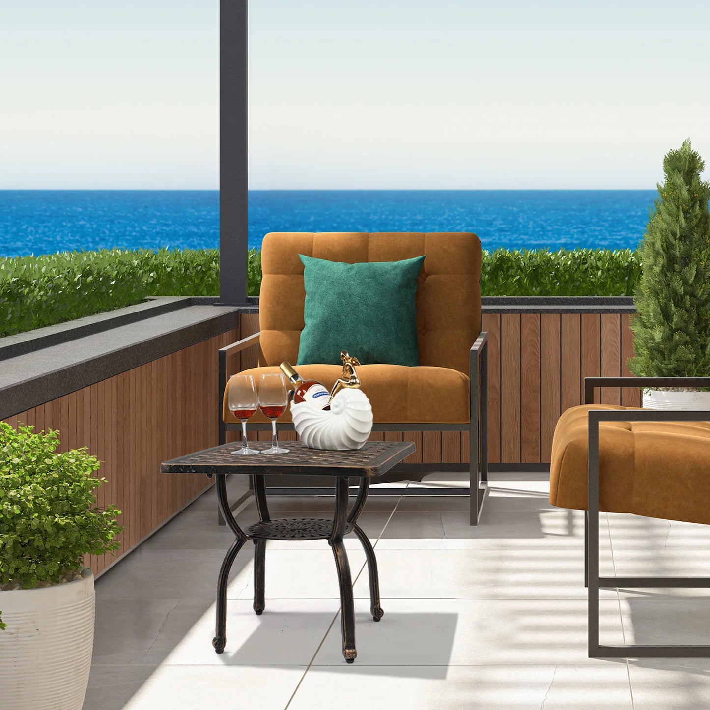Cast Aluminum Outdoor Side Table Anti Rust Patio Bistro