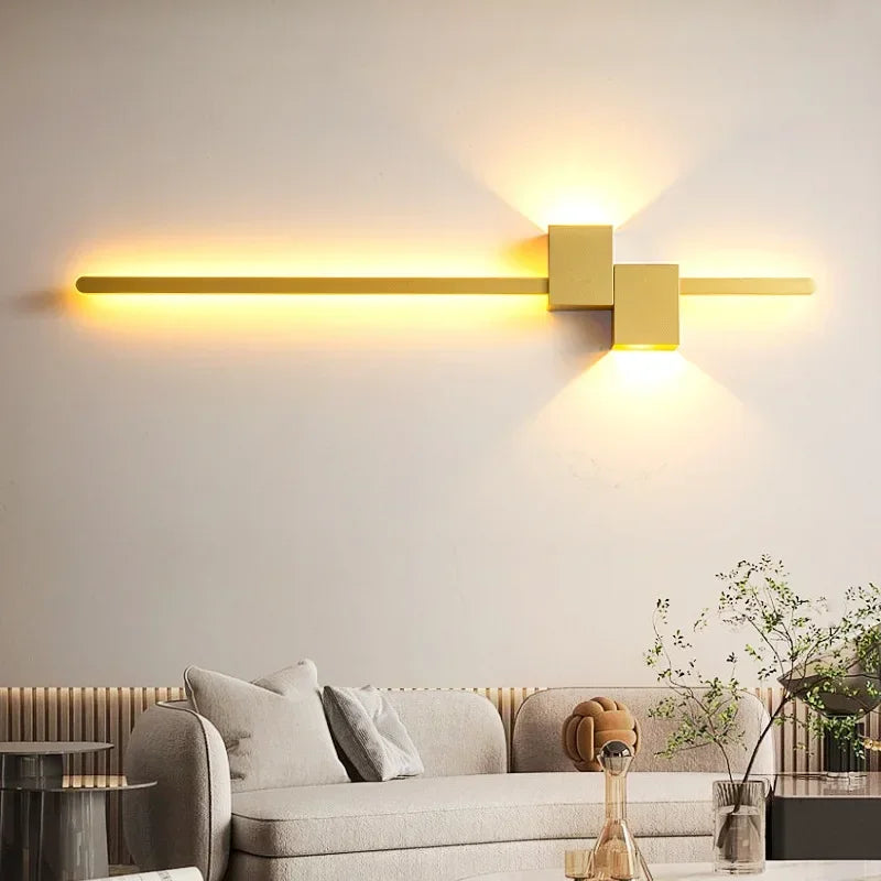 Architectural Contemporary Minimalist LED Wall Fixture With Brushed Brass Finishes