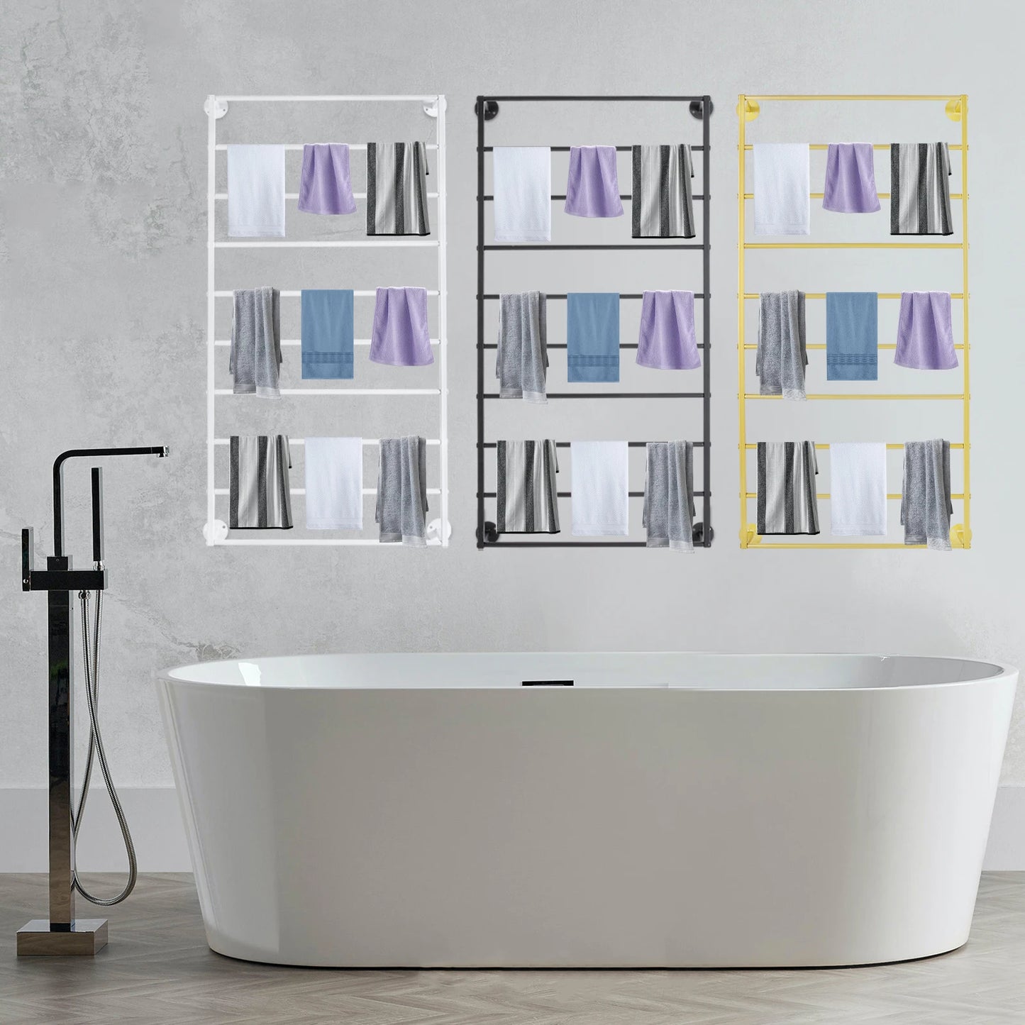 Wall Mounted Scarf Rack 10 Tier With Detachable Crossbar