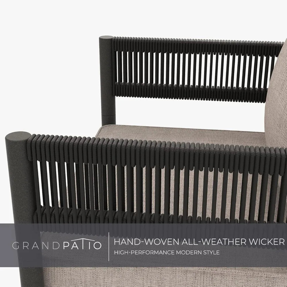 5-Piece Outdoor Wicker Furniture Set with Thick Cushions
