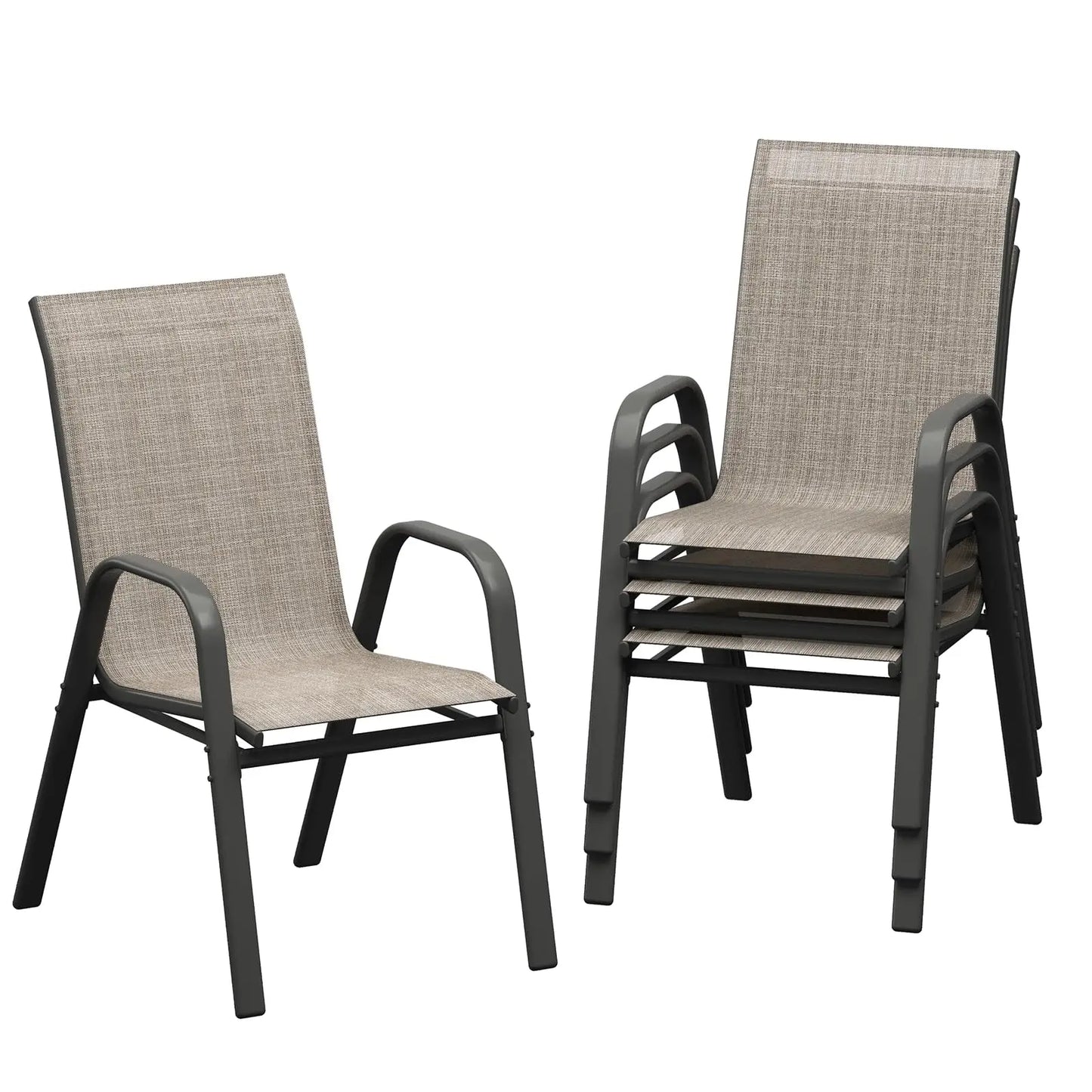 Set Of 4 Stackable Outdoor Patio Chairs, All-Weather Textilene High-Back Dining Chairs, 400lb Heavy-Duty Deck Chairs For Garden